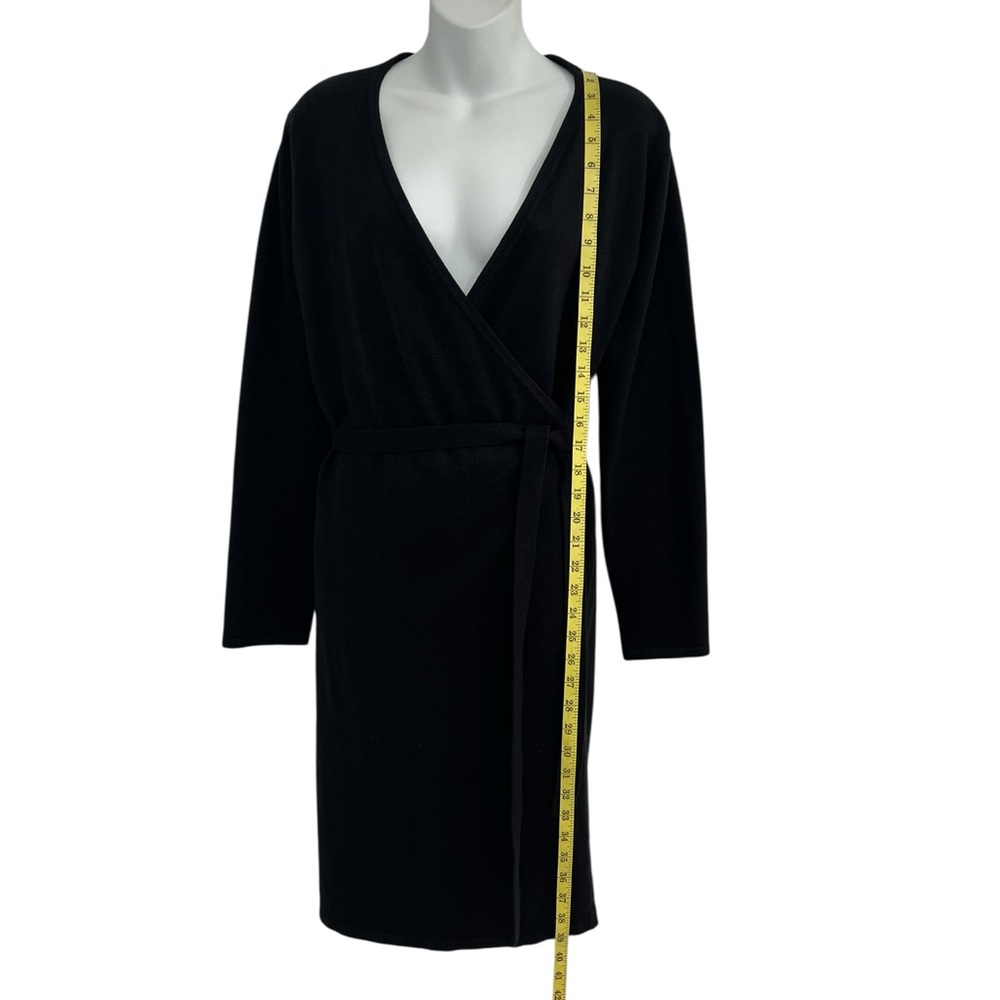 Elegant Black Knit Wrap Dress in Size Small - Picture 6 of 12